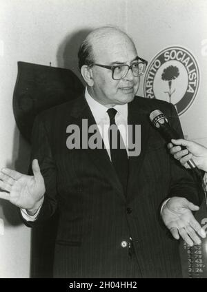 Italienischer Politiker und Premierminister Bettino Craxi, 1980er Jahre Stockfoto