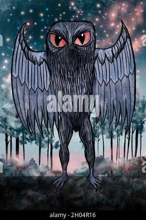 Die Mothman-Illustration Stockfoto