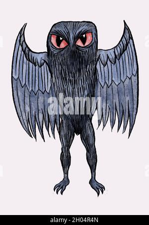 Die Mothman-Illustration Stockfoto