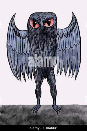 Die Mothman-Illustration Stockfoto