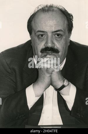 Maurizio Costanzo, italienischer Journalist und TV-Moderator, 1980er Jahre Stockfoto