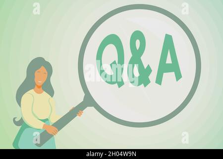 Inspiration mit Zeichen Q und Einer Frage. Geschäftskonzept, in dem Person Fragen stellt und ein anderer sie beantwortet abstrakte Untersuchung und Stockfoto