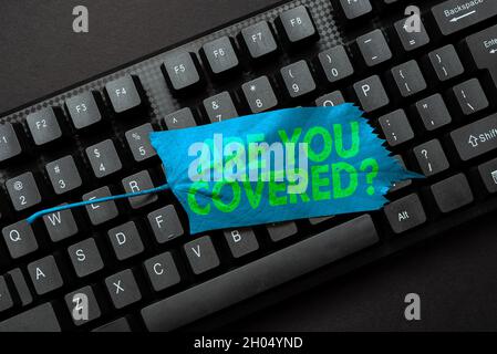 Textzeichen, das anzeigt, ob Sie eine Frage behandelt haben. Konzeptionelles Foto, das zeigt, ob sie eine Versicherung im Beruf oder im Leben hatten Abstract Recording List of Online Stockfoto