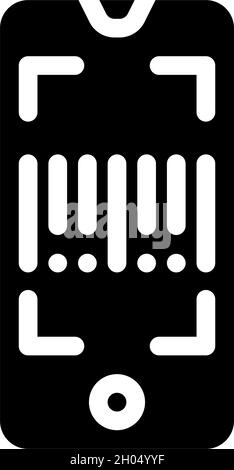 Barcode-Scanner-Anwendung Glyphen Symbol Vektorgrafik Stock Vektor