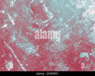 Blau-rote Grunge-Textur. Überlagern Sie altes Material. Abstrakte rissige Wand. Zerkratzte Grunge-Oberfläche aus Metall. Vintage-Staub Stockfoto