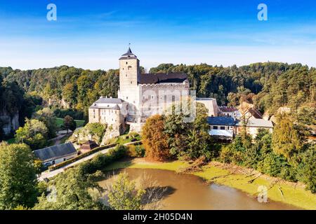 Gotický Hrad Kost u Sobotky, Cesky Raj, Ceska Republika/gotischen Burg Kost in der Nähe der Stadt Sobotka, böhmische Paradiise, Tschechische Republik Stockfoto