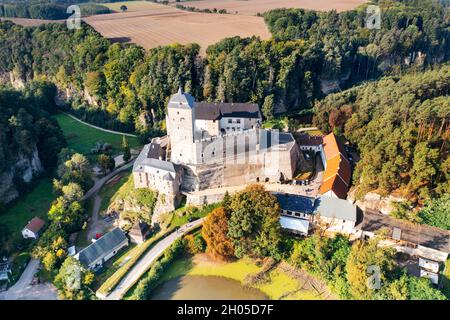 Gotický Hrad Kost u Sobotky, Cesky Raj, Ceska Republika/gotischen Burg Kost in der Nähe der Stadt Sobotka, böhmische Paradiise, Tschechische Republik Stockfoto