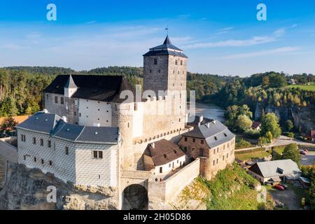 Gotický Hrad Kost u Sobotky, Cesky Raj, Ceska Republika/gotischen Burg Kost in der Nähe der Stadt Sobotka, böhmische Paradiise, Tschechische Republik Stockfoto