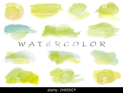 Satz Von Aquarell-Pinsel-Konturenfeldern Oder -Hintergründen. Vektorgrafik isoliert auf Weißem Hintergrund. Stock Vektor