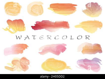 Satz Von Aquarell-Pinsel-Konturenfeldern Oder -Hintergründen. Vektorgrafik isoliert auf Weißem Hintergrund. Stock Vektor