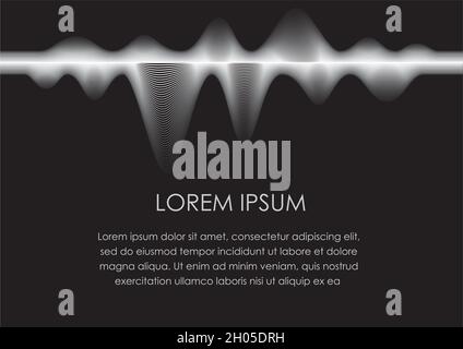 Abstrakte nahtlose Vektor-Illustration mit welligen Linien und Textabstand auf schwarzem Hintergrund. Horizontal Wiederholbar. Stock Vektor