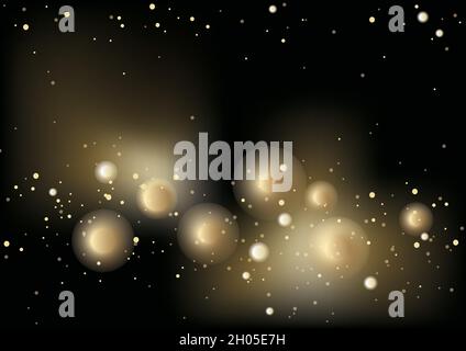 Abstraktes Bokeh auf Schwarzem Hintergrund. Weihnachten Und Neujahr Vektorgrafik Hintergrund Illustration. Stock Vektor