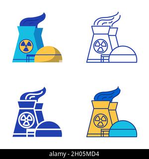 Symbol für Kernkraftwerk in flacher und linienkonformer Ausführung. Symbol für die Energiestation. Vektorgrafik. Stock Vektor