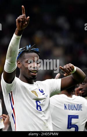 Mailand, Italien. Oktober 2021. Paul Pogba aus Frankreich feiert am 10. Oktober 2021 das Finale der UEFA Nations League zwischen Spanien und Frankreich im Stadion San Siro in Mailand (Italien). Foto Andrea Staccioli/Insidefoto Kredit: Insidefoto srl/Alamy Live News Stockfoto