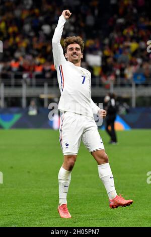 Mailand, Italien. Oktober 2021. Antoine Griezmann aus Frankreich feiert am 10. Oktober 2021 das Finale der UEFA Nations League zwischen Spanien und Frankreich im Stadion San Siro in Mailand (Italien). Foto Andrea Staccioli/Insidefoto Kredit: Insidefoto srl/Alamy Live News Stockfoto