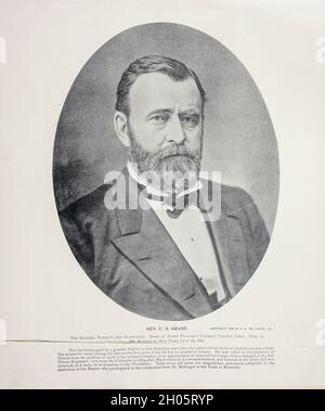 Porträt von General U. S. Grant aus dem Buch des amerikanischen Bürgerkriegs und Grant Album : 'Art Immortelles' : Eine Mappe aus Halbton-Reproduktionen von seltenen und teuren Fotografien, die die Erinnerung an General Ulysses S. Grant verewigen sollen und Szenen und Vorfälle im Zusammenhang mit dem Bürgerkrieg darstellen, veröffentlicht in Boston und New York von W. H. Allen im Jahr 1894 Stockfoto