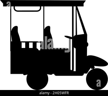 Silhouette Auto Rikscha Tuk Tuk. Stock Vektor