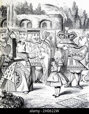 Vinatage Alice im Wunderland Illustration von John Tenniel nach Lewis Carols Geschichte durch das Glas Stockfoto