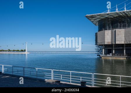 Blick auf das Dock Olivais im Parque das nacoes in Lissabon Portugal Stockfoto