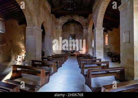 Pienza Val d'Orcia Toskana Italien. Pieve dei Santi Vito e Modesto a Corsignano Kirche Stockfoto