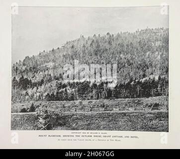 Mount McGregor zeigt das Aussichtshaus Grant Cottage und Hotel aus dem amerikanischen Bürgerkrieg Buch und Grant Album : 'Art Immortelles' : Eine Mappe aus Halbton-Reproduktionen von seltenen und teuren Fotografien, die die Erinnerung an General Ulysses S. Grant verewigen sollen und Szenen und Vorfälle im Zusammenhang mit dem Bürgerkrieg darstellen, veröffentlicht in Boston und New York von W. H. Allen im Jahr 1894 Stockfoto