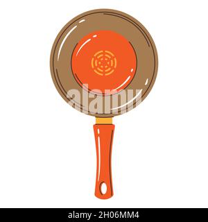 Abbildung der Pfanne. Stilisierte Küche und Restaurant Utensil. Stock Vektor