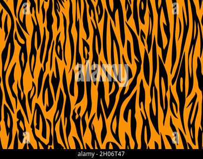 Vektor Tiger orange schwarz Streifenmuster. Tiger nahtlose Fliesen Hintergrund. Stock Vektor
