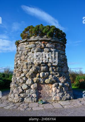 Memorial Cairn auf dem Schlachtfeld von Culloden, Culloden, in der Nähe von Inverness, Schottland, Großbritannien Stockfoto