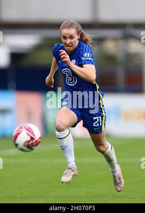 Kington upon Thames, England, 10. Oktober 2021. Niamh Charles von Chelsea während des Spiels der FA Women’s Super League in Kingsmeadow, Kington upon Thames. Bildnachweis sollte lauten: David Klein / Sportimage Stockfoto