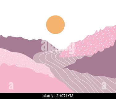 Abstraktes Poster zur Berglandschaft. Vektorgrafik. Poster Stock Vektor