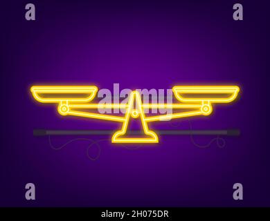 Symbol „Skalierung“. Neonsymbol. Waage isoliert auf weißem Hintergrund. Vektorgrafik Stock Vektor