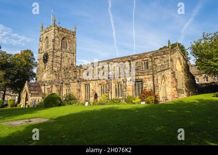 08.09.2021, Skipton, North Yorkshire, Großbritannien die Holy Trinity Church befindet sich in der High Street, Skipton, North Yorkshire, England. Mittelalterlicher Ursprung, die Kirche ist r Stockfoto