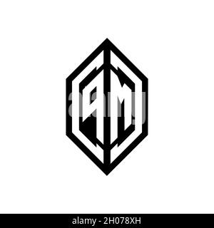 QD Monogram Logo geometrische Initiale mit Flügel Form Stil Design-Vorlage. Flügel Initial Logo Design isoliert in schwarzem Hintergrund Stock Vektor