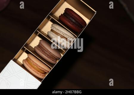 Kaffee und süße Zeit, Dessert, Macarons Stockfoto