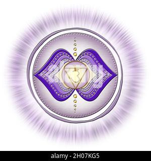 Chakra des dritten Auges - AJNA - Intuition, Klarheit, Meditation, Vertrauen - 'Ich SEHE' Stockfoto