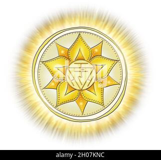 Solar Plexus Chakra - MANIPURA - Stärke, Persönlichkeit, Macht, Entschlossenheit - 'Ich TUE' Stockfoto