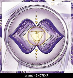 Chakra des dritten Auges - AJNA - Intuition, Klarheit, Meditation, Vertrauen - 'Ich SEHE' Stockfoto