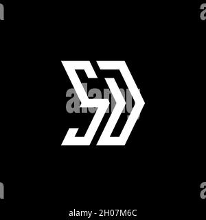 SD Monogram – Vorlage für geometrische Formen. Monogram Initial Design Vector auf isoliertem Hintergrund Stock Vektor