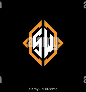 SW Monogram – Vorlage für geometrische Formen. Monogram Initial Design Vector auf isoliertem Hintergrund Stock Vektor