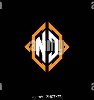 NC Monogram – Vorlage für geometrische Formen. Monogram Initial Design Vector auf isoliertem Hintergrund Stock Vektor