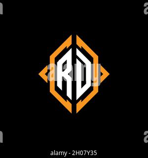 Rd Monogram – Vorlage für geometrische Formen. Monogram Initial Design Vector auf isoliertem Hintergrund Stock Vektor