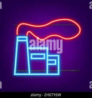 Fabriklinie Symbol, Industrie Neon-Schild. Vektorgrafik. Stock Vektor