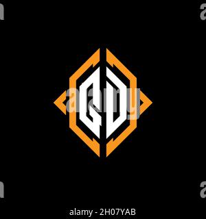 QD Monogram – Vorlage für geometrische Formen. Monogram Initial Design Vector auf isoliertem Hintergrund Stock Vektor