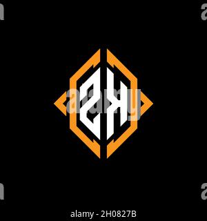 ZK Monogram – Schablone für geometrische Formen. Monogram Initial Design Vector auf isoliertem Hintergrund Stock Vektor