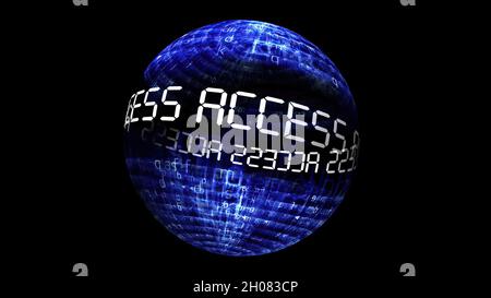 Datenkonzept auf rotierender Kugel aufrufen Stockfoto