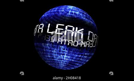 Datenleck-Konzept auf rotierender Kugel Stockfoto