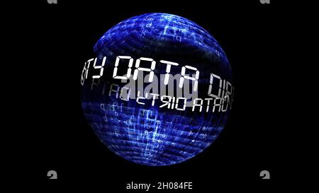 Schmutziges Datenkonzept auf rotierender Kugel Stockfoto