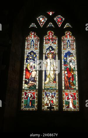 Fawsley Church St. Marys Glasmalerei aus Sulgrave Manor und der Familie Washington, auch Familie Knightley Stockfoto