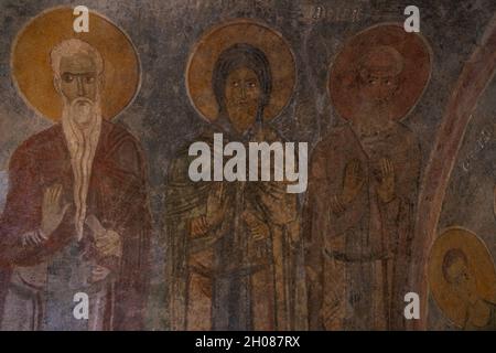 Demre, Antalya Türkei - Blick auf die Fresken in der Kirche des Heiligen Nikolaus (Santa Claus). Stockfoto