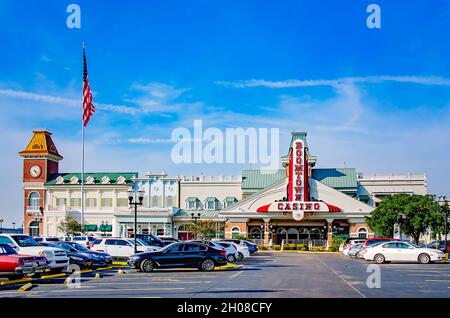 Das Boomtown Casino ist am 9. Oktober 2021 in Biloxi, Mississippi, abgebildet. Boomtown Biloxi in Back Bay Biloxi gehört Penn National Gaming. Stockfoto